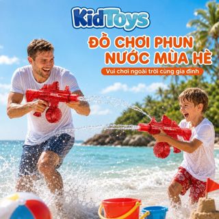 Đồ Chơi Phun Nước Điện M416 Đỏ Nâng Cấp KidToys - Tự Động Phun Nước, Có Đèn LED Vui Nhộn