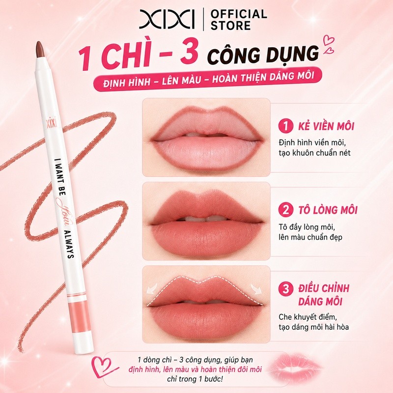 Xixi Bút Kẻ Môi Quả Lê Mềm Mại Dễ Thoa Không Khô Tôn Lên Làn Da Sáng Mịn, Giá Rẻ Cho Sinh Viên D647