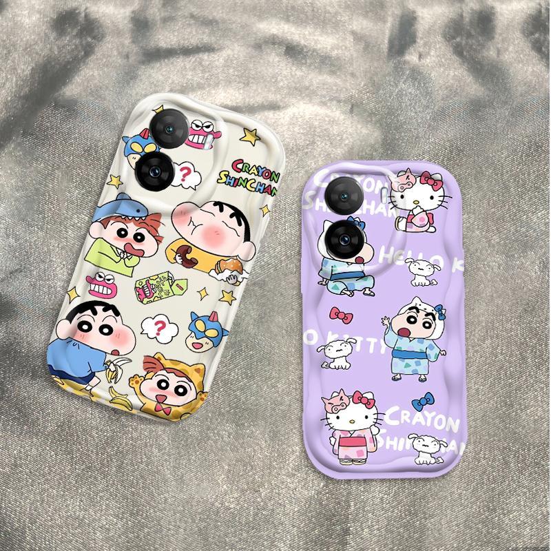 Ốp Silicon Hoạt Hình Cho OPPO A57 4G A77 4G A77S 4G 3D Bé Gái Vỏ Điện Thoại Mềm TPU Kitty Crayon Shin-chan Sinh Viên Chống Sốc Ốp Lưng