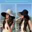 PNPIA- 1Pc Mùa Hè Lớn Vành Mũ Chống Nắng Cho Nữ Bên Biển Chống Nắng UV Beach Cap Hai Mặt Mũ Chống Nắng Người Cá Mũ W Dây Chống Gió