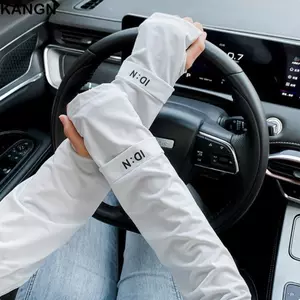 KANGN Cánh Tay Bảo Vệ, Ice Silk Màu Trơn Chống Nắng Tay, Cánh Tay Bảo Vệ Chống Tia UV Rời Dài Găng Tay Nam Nữ