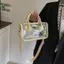 BeautifulHomeA Túi xách thạch PVC chống thấm nước trong suốt Túi đeo vai vuông trong suốt dành cho nữ Trường mua sắm hàng ngày VN