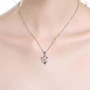 Vòng cổ mặt dây chuyền cá heo đầy đủ kim cương giả Vòng cổ sang trọng chống phai màu dành cho nữ và mẹ trang trí