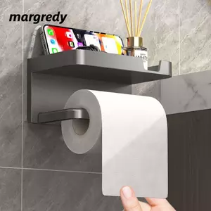 Hộp đựng giấy vệ sinh MARGREDY, Giá treo tường phòng tắm bằng nhựa đa chức năng, Giá đựng đồ gia đình không đục lỗ chất lượng cao
