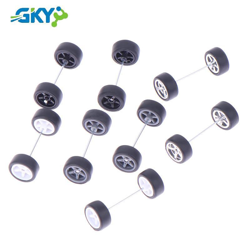 GKY 1 Bộ DIY Racing 1: 64 Bánh Xe Ô Tô Cho Lốp Cao Su Có Trục Bánh Xe Mô Hình Sửa Đổi Phần GKY
