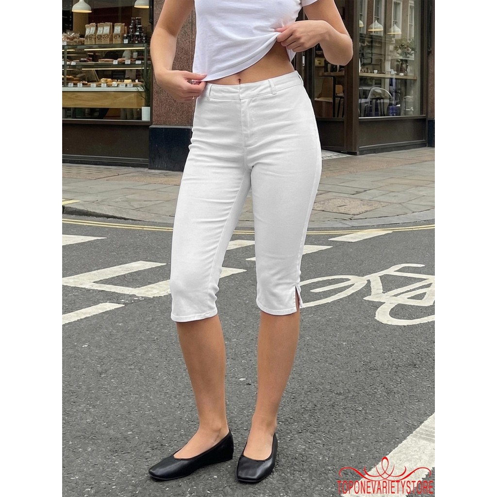 Topone-Quần Capri thông thường dành cho nữ Quần legging 3 / 4 để tập thể dục mặc hàng ngày