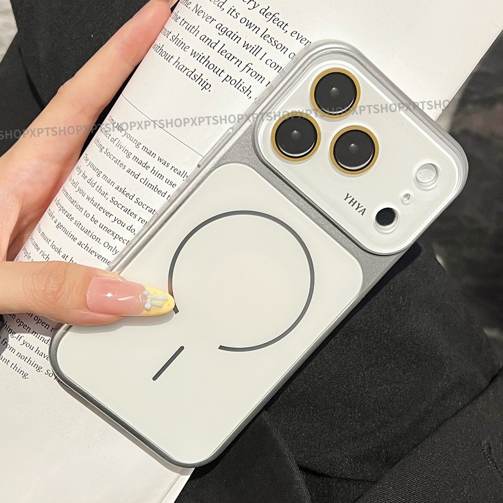 Vỏ máy ảnh thủy tinh cạnh lỏng từ tính Vỏ điện thoại cho iPhone 17 Pro Max 16 15 14 13 12 Vỏ bảo vệ chống sốc