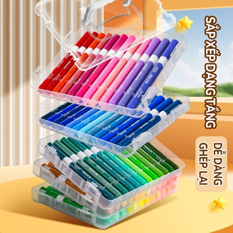 Bút màu acrylic marker cao cấp cho học sinh ngòi brush mượt hộp 60/72/84 màu vẽ mỹ thuật sơn DIY hot