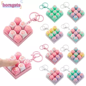 Đồ chơi clicker bàn phím BORAGETE, Nút phím hình mèo Móc khóa Fidget, Thư giãn vượt qua thời gian Giảm căng thẳng 9 phím Clicker Đồ chơi người lớn