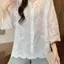 Áo sơ mi dài tay voan ren cỡ lớn mùa hè Phong cách mới dáng rộng dáng rộng dáng rộng hơn trông lười biếng phong cách hàng đầu