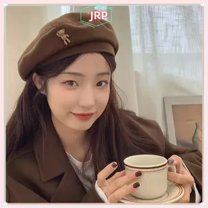 JRP Nữ Gấu Mũ Nồi Phong Cách Cho Nghệ Sĩ Pháp Ấm Áp Mùa Đông Mũ Bò Màu Trơn Thanh Lịch Nữ Phù Hợp Với Mũ Họa Sĩ Nữ Beret JRP