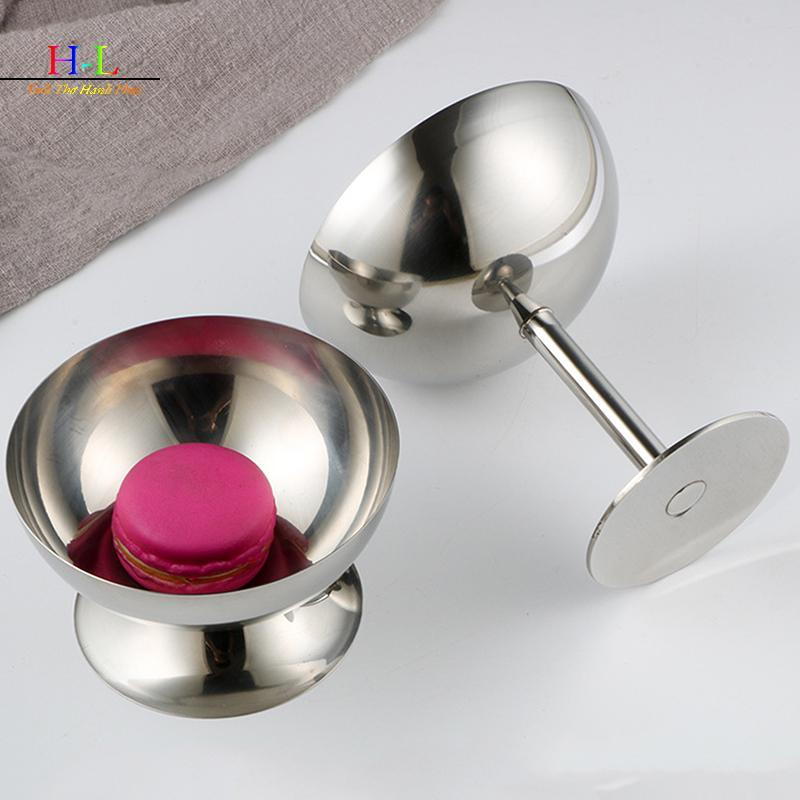 HL 2023 Mới Cốc Thép Không Gỉ Cốc Kem Món Tráng Miệng Salad Bát Trái Cây Đĩa Sna Món Ăn KTV Thanh Tiếp Liệu LMWU
