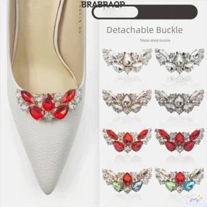 BRBRAA 1 Cặp Khóa Giày Nữ, Giày Charm Khóa Sáng Bóng Kim Cương Giả Giày Kẹp, Thời Trang Có Thể Tháo Rời Kim Loại Kẹp Túi Trang Trí Kẹp Đám Cưới