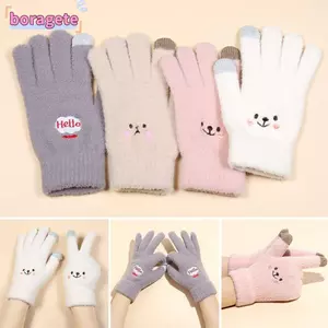 Găng tay mùa đông BORAGETE Đi xe đạp Lái xe dễ thương Găng tay tất cả các ngón tay