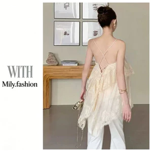 Milyfashion Ren Rời Sling Top Nhỏ Ba Lê Phong Cách Y2K Phong Cách Mới Pure Desire Slimer Look BCWA