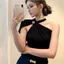 Áo sơ mi đáy thích hợp cao cấp kiểu Pháp màu đen mùa hè phong cách mới cổ tròn mỏng vừa vặn hơn