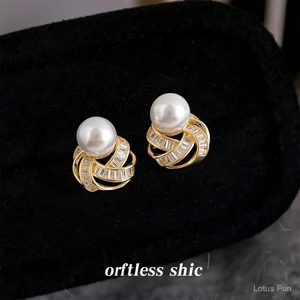 Ban Đầu Thiết Kế Niche Hình Học Rỗng 3D Dát Zircon Bông Tai Ánh Sáng Cao Cấp Phong Cách Sang Trọng Bông Tai Thời Trang