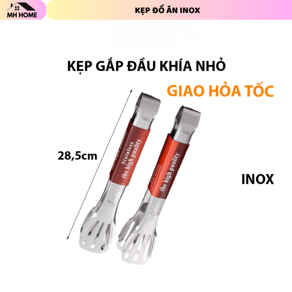 [Loại To Dài]Kẹp Gắp Thức Ăn Inox Cao Cấp. Kẹp Gắp Đồ Nướng BBQ Gắp Thịt Tiện Lợi Chống Nóng