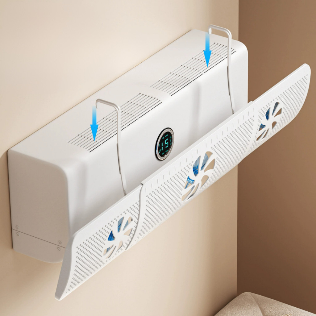 Tấm Chắn Gió Điều Hòa ABS 3 Cánh Quạt Thế Hệ Mới Xoay 180 Độ HOMIE Kéo Giãn 52-86cm Cản Gió Máy Lạnh
