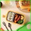 Hộp đựng bánh Hamburger bằng thép không gỉ YB2 có thìa & nĩa Hộp cơm cho học sinh Hộp trái cây