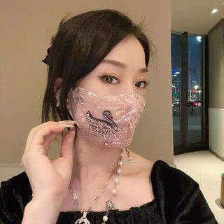 Mặt nạ kim cương lưới mùa hè mới 2026 | Vỏ trang trí họa tiết thiên nga thủ công KXYH
