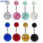 Bluelover 1 Bóng Pha Lê Bụng Nút Nhẫn Thép Không Gỉ Zircon Rốn Xuyên Bụng Xuyên Dễ Thương Rốn Thanh Mới