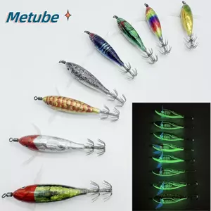 METUBE Mồi tôm gỗ, Jigs 7.5cm 5g Móc mực, 2023 8 màu Đồ câu cá Chì chìm bạch tuộc mồi sống động như thật