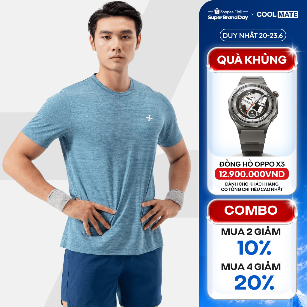 [MUA 4 GIẢM 20%]Áo thun thể thao Melange Exdry thấm hút khoáng khí nhanh khô, áo pickleball, tennis Coolmate