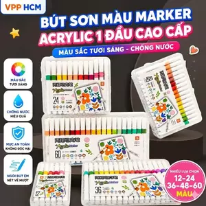 Bút Sơn Màu Marker Acrylic 9053A Chống Nước - Bộ 12/24 Màu Cao Cấp, Vẽ Trên Giấy, Vải, Gỗ, Thủy Tinh, Handmade