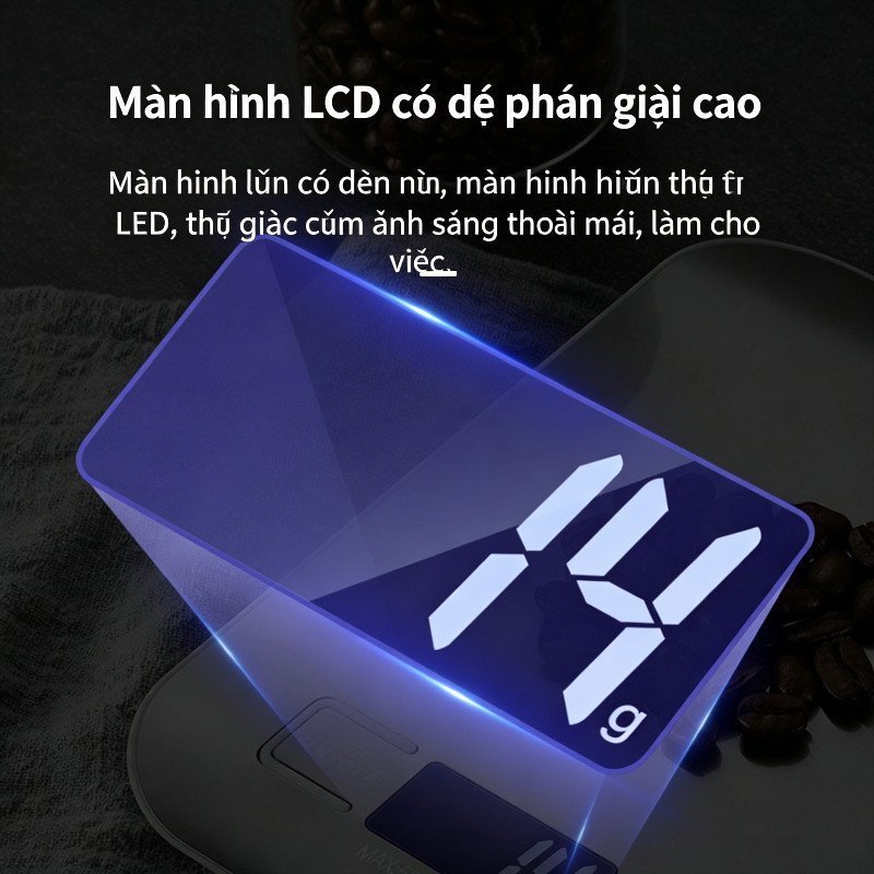 Cân Điện Tử Nhà Bếp Màn Hình LCD Độ Chính Xác Cao Trừ Bì Đổi Đơn Vị Cân Thực Phẩm