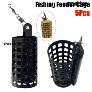 NEWIDEA 5 Chiếc Lồng Ăn Câu Cá, 20g-60g Lồng Câu Cá Vuông Tròn, Dụng Cụ Câu Cá Bền Di Động Bẫy Mồi Giỏ