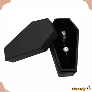 Trang sức CHEESELY, Hộp nhẫn quan tài lót mềm nhỏ gọn, Màn hình trang sức tổ chức ma quái đặc biệt di động