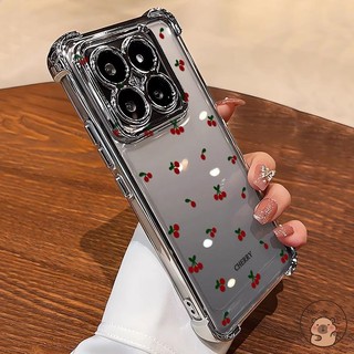 Dành Cho iQOO 15 13 12 Pro 11 7 U5x U3 U3x U1 U1x Neo 5 SE Z3 Vỏ Điện Thoại Dễ Thương Đỏ Anh Đào Trái Cây Mạ Đơn Giản Chống Rơi Chống Sốc Trong Suốt Vỏ Mềm Trong Suốt