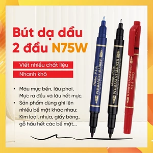 Combo 3/6/12 bút dạ lông dầu 2 đầu Pentel N75W 3 màu lựa chọn viết được trên mọi chất liệu