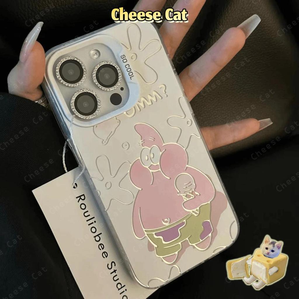 Miếng bọt biển sao biển hoạt hình dễ thương cho iPhone 13 14 15 12 11 16 17 Pro Max Xs Max XR 7 8 Plus Vỏ bảo vệ cứng