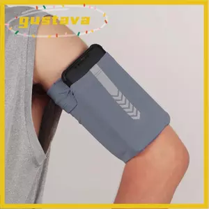 Băng tay thể thao GUSTAVA, Dây đeo tay chạy bộ co giãn thoáng khí, vừa vặn an toàn với túi có sọc Giá đỡ điện thoại ngoài trời dung tích lớn cho thể thao ngoài trời