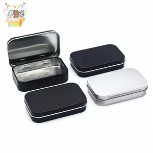 Hộp thiếc Mini rỗng hình chữ nhật bằng kim loại Tinplate Đẩy kẹo Hộp đựng thuốc Hộp đựng lọ có bản lề Hộp lưu trữ tổ chức nhỏ ELWW