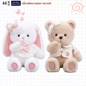 Gấu Bông Tai Thỏ Mềm Mại, Teddy Đeo Yếm Em Bé Quà Tặng Cho Bạn Gái,Trẻ Em Làm Gấu Ôm Ngủ Dịp Sinh Nhật