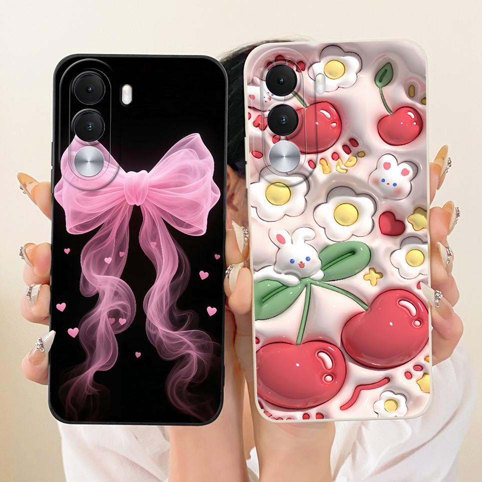 Ốp Lưng Cho Realme C100i C100X RMX5366 RMX5377 Ốp Lưng Silicon Mềm Ốp Lưng Hoa Bướm Nơ Họa Tiết Anh Đào Vỏ Điện Thoại