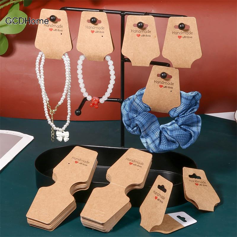 GCDHome 100 Cái / lốc Nelace Thẻ Mặt Dây Chuyền DIY Handmade Gấp Cho Kẹp Tóc Vòng Tay Trang Sức Hiển Thị Giấy Tự Dính Treo Thẻ Thẻ HOT