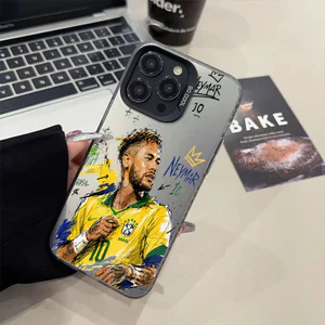 Ốp lưng iPhone Brazil họa tiết Neymar phủ kim loại IMD iP 17 16 15 14 13 12 11 Pro Max Plus X Max 7 8 Plus Air