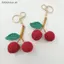 # HB # Dệt Kim Lychee Cherry Móc Khóa Handmade Móc Trái Cây Trang Trí Ví Độc Đáo Mặt Dây Chuyền Túi Nữ Trang Trí.