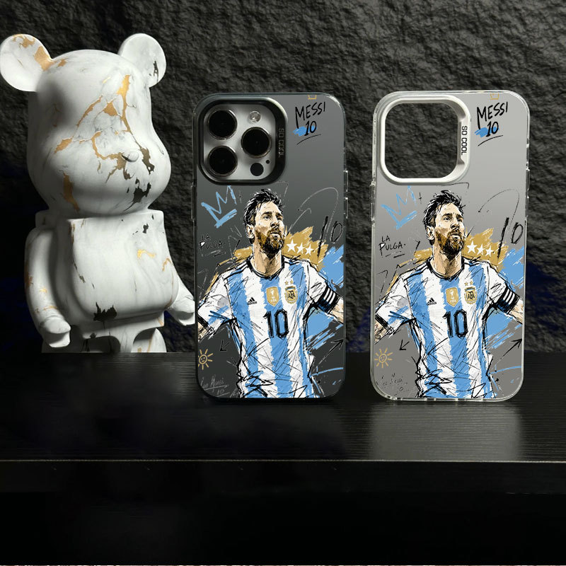 Ốp lưng iPhone Argentina Messi phủ kim loại họa tiết IMD iP 17 16 15 14 13 12 11 Pro Max Plus X Max 7 8 Plus Air