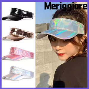 Mũ che nắng bằng Laser mùa hè MERIGGIARE, Mũ băng đô chơi gôn phong cách Hip-hop giả da, Kem chống nắng thời trang trơn Bling Mũ lưỡi vịt có thể điều chỉnh dành cho nữ Thể thao nữ