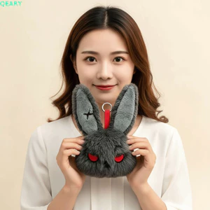 QEARY Thỏ Gothic, Mềm Mại Handmade-look Halloween Plushie, Túi Mặt Dây Chuyền Nhẹ Bền Hai Màu Khâu Bunny Xe Trang Trí