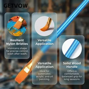 GETVOW 20 Chiếc Bàn Chải Sơn Xanh, Nhiều Kích Thước Đầu Cực Xanh Bàn Chải Nghệ Thuật Cực Gỗ, Sợi nylon Cao Cấp Tay Cầm Gỗ Vẽ Đường Mịn Có Thể Vẽ Bàn Chải Dây Nylon