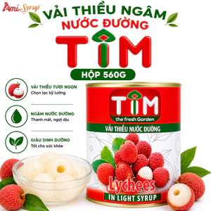 Vải Thiều Ngâm Nước Đường TIM Hộp 560g, Nguyên Liệu Pha Chế Trà Đơn Giản Chuẩn Vị Quán