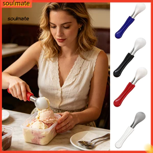 Linh hồn| Muỗng làm kem Muỗng làm kem bằng thép không gỉ 304 Muỗng kem có tay cầm chống trượt Công cụ tráng miệng hình hoa hồng cho bánh Pudding sinh tố Gelato – Bền cho gia đình