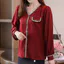 Áo sơ mi dài tay cổ chữ V màu đen thời trang dành cho nữ Áo sơ mi nữ màu đen thông thường