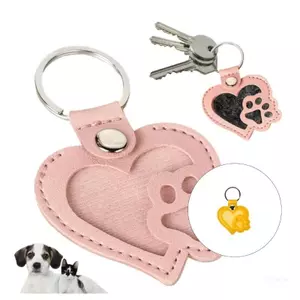 Top Thú Cưng Hộp Đựng Tóc Trái Tim Móc Khóa Paws Da PU Mang Theo Mặt Dây Chuyền